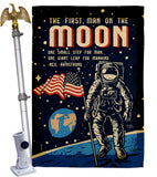 First Men On Moon - Military Americana Vertical Impressions Decorative Flags HG108624 Made In USA