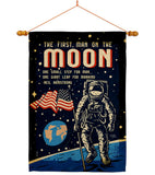 First Men On Moon - Military Americana Vertical Impressions Decorative Flags HG108624 Made In USA