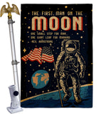 First Men On Moon - Military Americana Vertical Impressions Decorative Flags HG108624 Made In USA