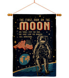 First Men On Moon - Military Americana Vertical Impressions Decorative Flags HG108624 Made In USA