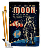 First Men On Moon - Military Americana Vertical Impressions Decorative Flags HG108624 Made In USA