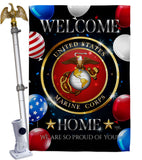 Welcome Home Marine Corp - Military Americana Vertical Impressions Decorative Flags HG108626 Made In USA