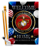 Welcome Home Marine Corp - Military Americana Vertical Impressions Decorative Flags HG108626 Made In USA