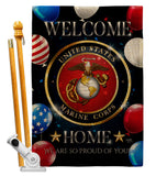 Welcome Home Marine Corp - Military Americana Vertical Impressions Decorative Flags HG108626 Made In USA