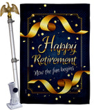 Retirement Fun Begins - Military Americana Vertical Impressions Decorative Flags HG108636 Made In USA