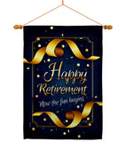 Retirement Fun Begins - Military Americana Vertical Impressions Decorative Flags HG108636 Made In USA