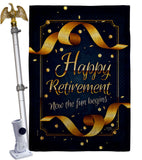 Retirement Fun Begins - Military Americana Vertical Impressions Decorative Flags HG108636 Made In USA