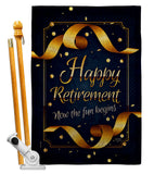 Retirement Fun Begins - Military Americana Vertical Impressions Decorative Flags HG108636 Made In USA