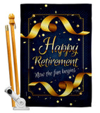 Retirement Fun Begins - Military Americana Vertical Impressions Decorative Flags HG108636 Made In USA