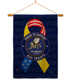 Support Seabees Troops - Military Americana Vertical Impressions Decorative Flags HG108656 Made In USA