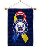 Support Navy Troops - Military Americana Vertical Impressions Decorative Flags HG108661 Made In USA