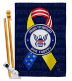 Support Navy Troops - Military Americana Vertical Impressions Decorative Flags HG108661 Made In USA