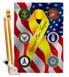 Support All Military Troops - Military Americana Vertical Impressions Decorative Flags HG108664 Made In USA