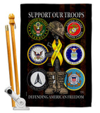 United We Support - Military Americana Vertical Impressions Decorative Flags HG108667 Made In USA