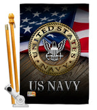 US Navy - Military Americana Vertical Impressions Decorative Flags HG137035 Made In USA