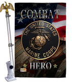 Marine Combat Hero - Military Americana Vertical Impressions Decorative Flags HG137134 Made In USA