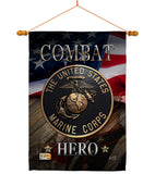 Marine Combat Hero - Military Americana Vertical Impressions Decorative Flags HG137134 Made In USA