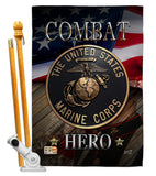 Marine Combat Hero - Military Americana Vertical Impressions Decorative Flags HG137134 Made In USA