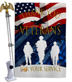 Thank You Veterans - Military Americana Vertical Impressions Decorative Flags HG137167 Made In USA