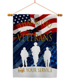 Thank You Veterans - Military Americana Vertical Impressions Decorative Flags HG137167 Made In USA