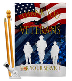 Thank You Veterans - Military Americana Vertical Impressions Decorative Flags HG137167 Made In USA