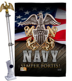 US Navy Semper Fortis - Military Americana Vertical Impressions Decorative Flags HG137172 Made In USA