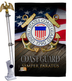 US Coast Guard Semper Paratus - Military Americana Vertical Impressions Decorative Flags HG137174 Made In USA