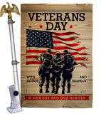 Memony Our Heroes - Military Americana Vertical Impressions Decorative Flags HG137334 Made In USA