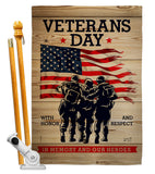 Memony Our Heroes - Military Americana Vertical Impressions Decorative Flags HG137334 Made In USA