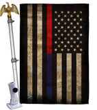 Thin Red and Blue Line - Military Americana Vertical Impressions Decorative Flags HG137421 Made In USA