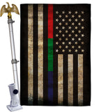 Thin Blue Green Red Line - Military Americana Vertical Impressions Decorative Flags HG137431 Made In USA