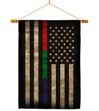 Thin Blue Green Red Line - Military Americana Vertical Impressions Decorative Flags HG137431 Made In USA