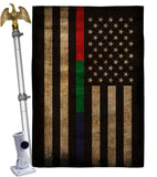 Thin Blue Green Red Line - Military Americana Vertical Impressions Decorative Flags HG137431 Made In USA