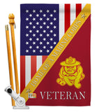 Home of USMC - Military Americana Vertical Impressions Decorative Flags HG140611 Made In USA