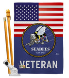 US Seabees Veteran - Military Americana Vertical Impressions Decorative Flags HG140613 Made In USA