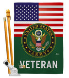 US Army Veteran - Military Americana Vertical Impressions Decorative Flags HG140615 Made In USA