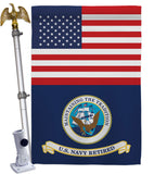 US Retired Navy - Military Americana Vertical Impressions Decorative Flags HG140746 Made In USA