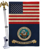 US Retired Navy - Military Americana Vertical Impressions Decorative Flags HG140746 Made In USA