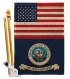 US Retired Navy - Military Americana Vertical Impressions Decorative Flags HG140746 Made In USA