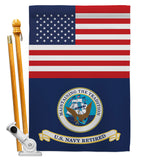 US Retired Navy - Military Americana Vertical Impressions Decorative Flags HG140746 Made In USA