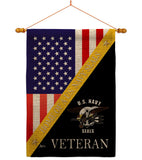 Home of US Navy - Military Americana Vertical Impressions Decorative Flags HG140888 Made In USA