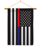 US Thin Red and Blue Line - Military Americana Vertical Impressions Decorative Flags HG140912 Made In USA