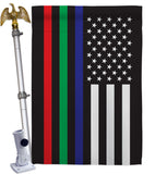 US Thin Blue Green Red Line - Military Americana Vertical Impressions Decorative Flags HG140913 Made In USA