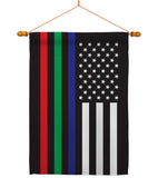 US Thin Blue Green Red Line - Military Americana Vertical Impressions Decorative Flags HG140913 Made In USA