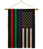 US Thin Blue Green Red Line - Military Americana Vertical Impressions Decorative Flags HG140913 Made In USA