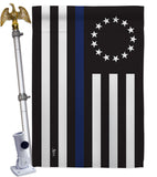 Betsy Ross Blue Line - Military Americana Vertical Impressions Decorative Flags HG140928 Made In USA