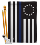 Betsy Ross Blue Line - Military Americana Vertical Impressions Decorative Flags HG140928 Made In USA