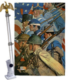 The War Years - Military Americana Vertical Impressions Decorative Flags HG192077 Made In USA