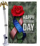 Happy Veterans Day - Military Americana Vertical Impressions Decorative Flags HG192332 Made In USA