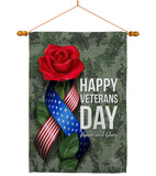 Happy Veterans Day - Military Americana Vertical Impressions Decorative Flags HG192332 Made In USA